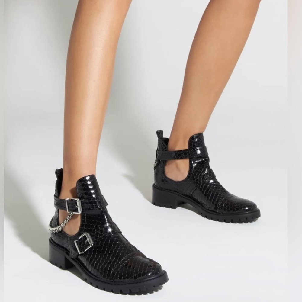 Schutz Stella Cano Black Snake Boot